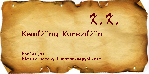 Kemény Kurszán névjegykártya